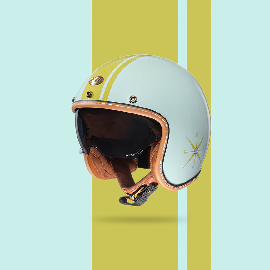 VERDE AMABILE GLOSSY GREEN CYRIL 3/4 RETRO HELMET – Scooterwest