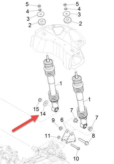 LARGE WASHER FOR REAR SHOCK MOUNT GTS 10x30x2mm