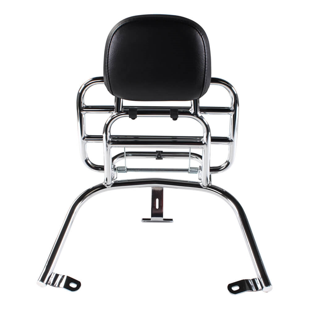 REAR FOLDING RACK  CHROME WITH BACKREST VESPA LX150, S150 AND 50