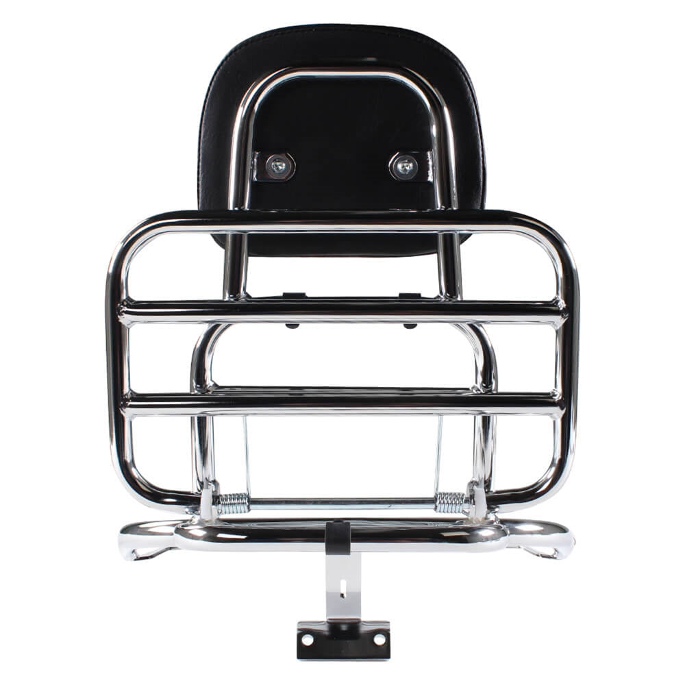 **CHROME** REAR FOLDING RACK W/ PASSENGER BACK REST AND GRAB RAIL FOR VESPA GTS 250 300 HPE HPE2