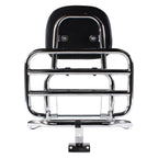 **CHROME** REAR FOLDING RACK W/ PASSENGER BACK REST AND GRAB RAIL FOR VESPA GTS 250 300 HPE HPE2