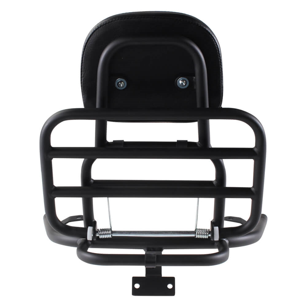 **MATTE BLACK** REAR FOLDING RACK W/ PASSENGER BACK REST & GRAB RAIL FOR VESPA PRIMAVERA & SPRINT