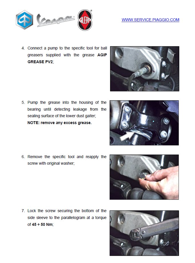 TOOL FOR LUBRICATING MP3 FORK BEARINGS