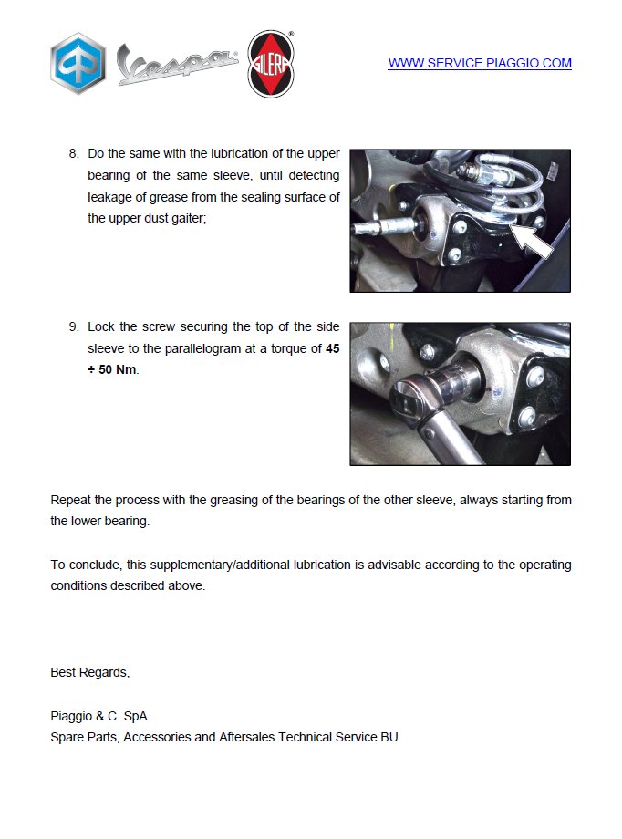 TOOL FOR LUBRICATING MP3 FORK BEARINGS