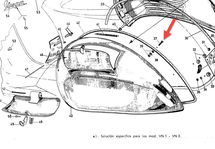 BOLT SCREW FOR MOUNTING L/H SIDE 'GLOVEBOX' COWL SCREW 1950'S TO VBA VBB VBC VLB (012273)