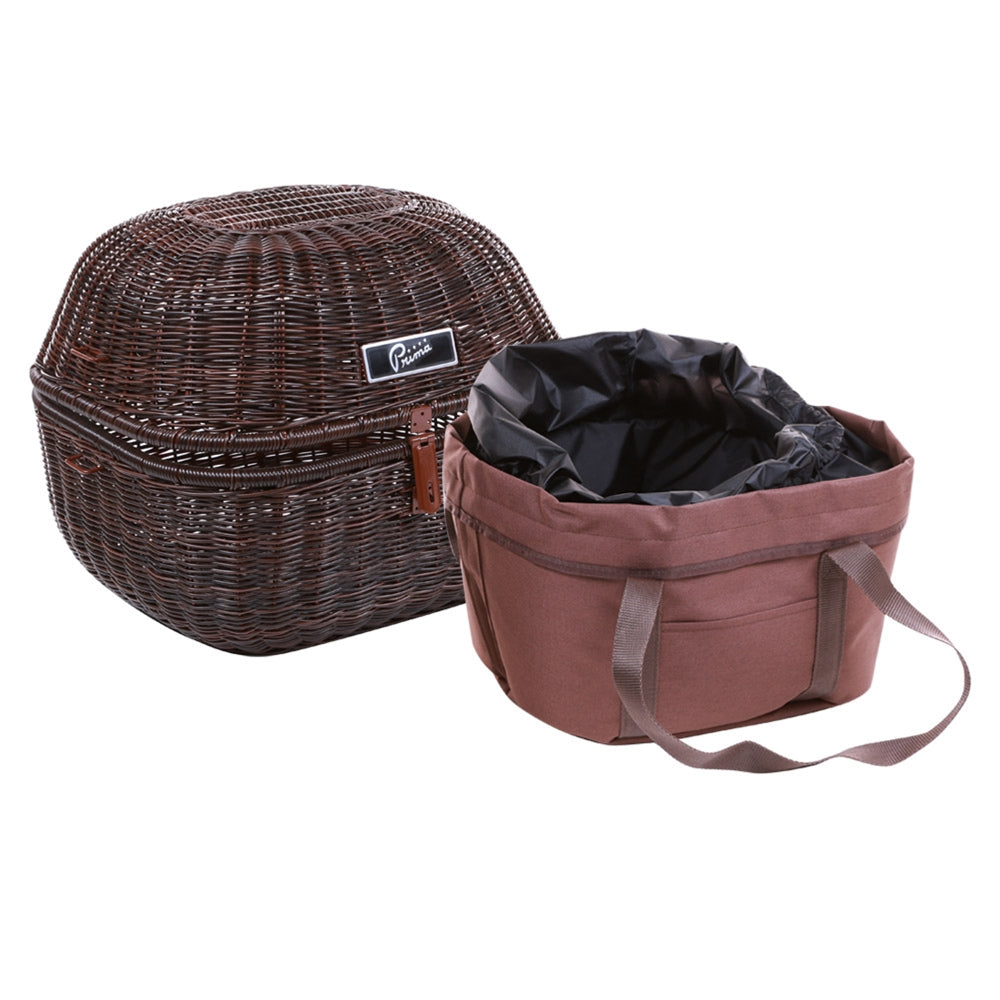 **DARK BROWN** CLASSIC WICKER TOP CASE BASKET WITH INNER BAG 18L