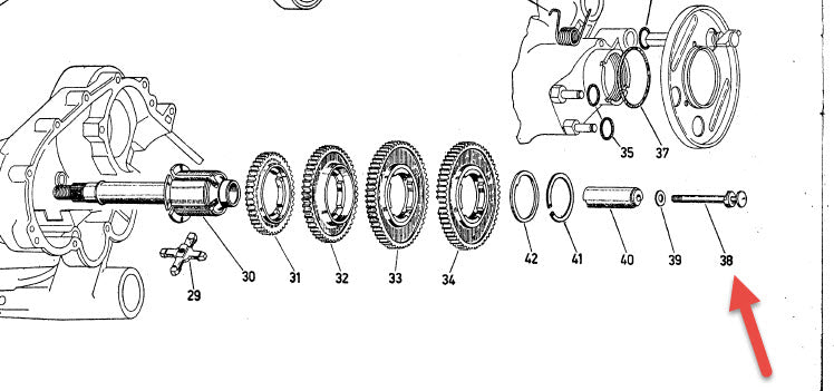 SPINDLE ROD FOR SHIFTING CROSS LATE 50'S-60'S - VNA/VNB/VBA/VBB