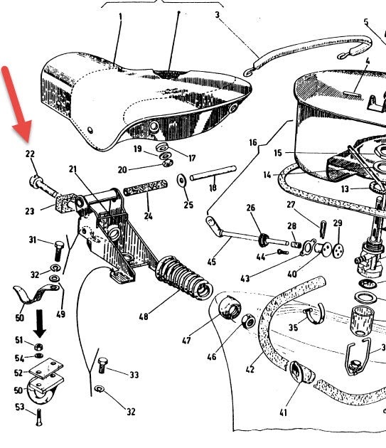 FRONT BOLT FOR SINGLE SADDLE SEAT VNA/VNB/VBA/VBB