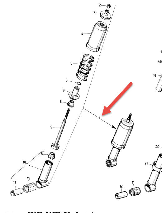 NOS VESPA 50 FRONT SHOCK V5A1