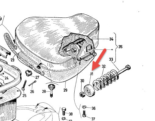 SEAT SPRING RETAINING CAP SINGLE SADDLE SMALL FRAME