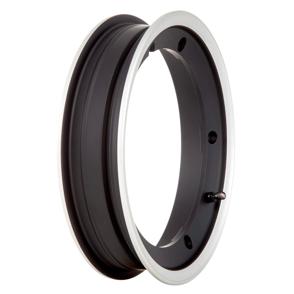 2.0 TUBELESS WHEEL RIM 10" VINTAGE VESPA **MATTE BLACK WITH SILVER EDGE**