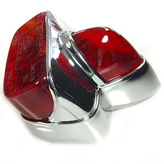TAILLIGHT ASSEMBLY CHROME ACORN STYLE VESPA VBB GS 160 (BULBS NOT INCLUDED) (087220 089442 089195 092344)
