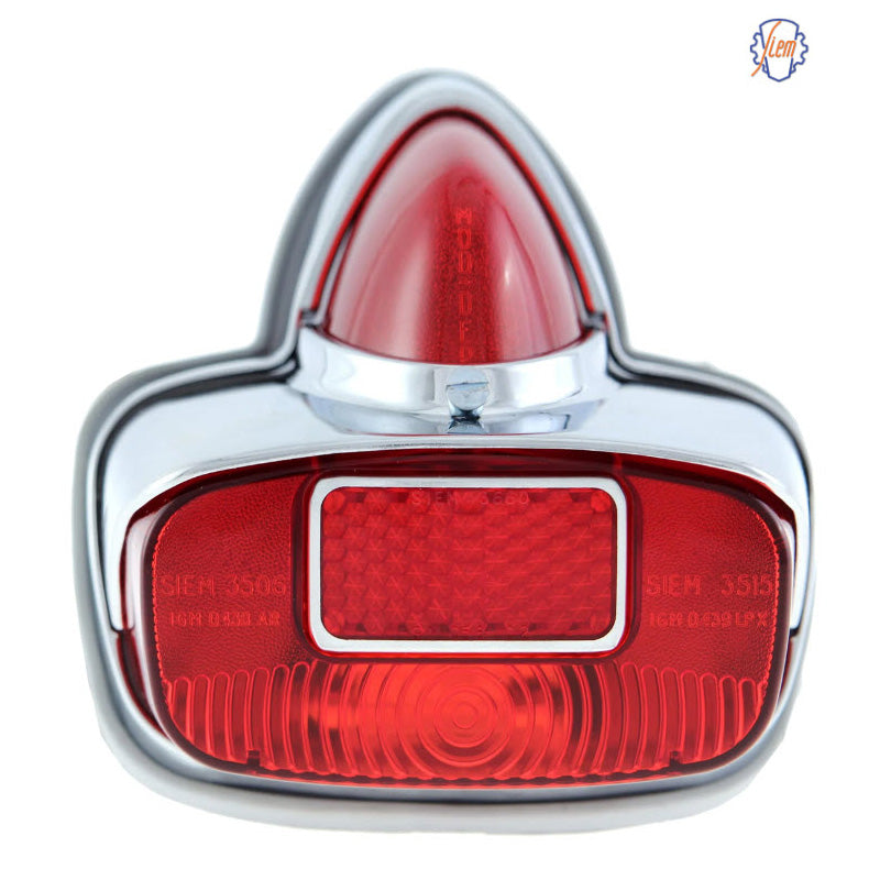 CHROME METAL SIEM TAILLIGHT ASSEMBLY ACORN STYLE VESPA VBB GS 160 (BULBS NOT INCLUDED) Made In Italy