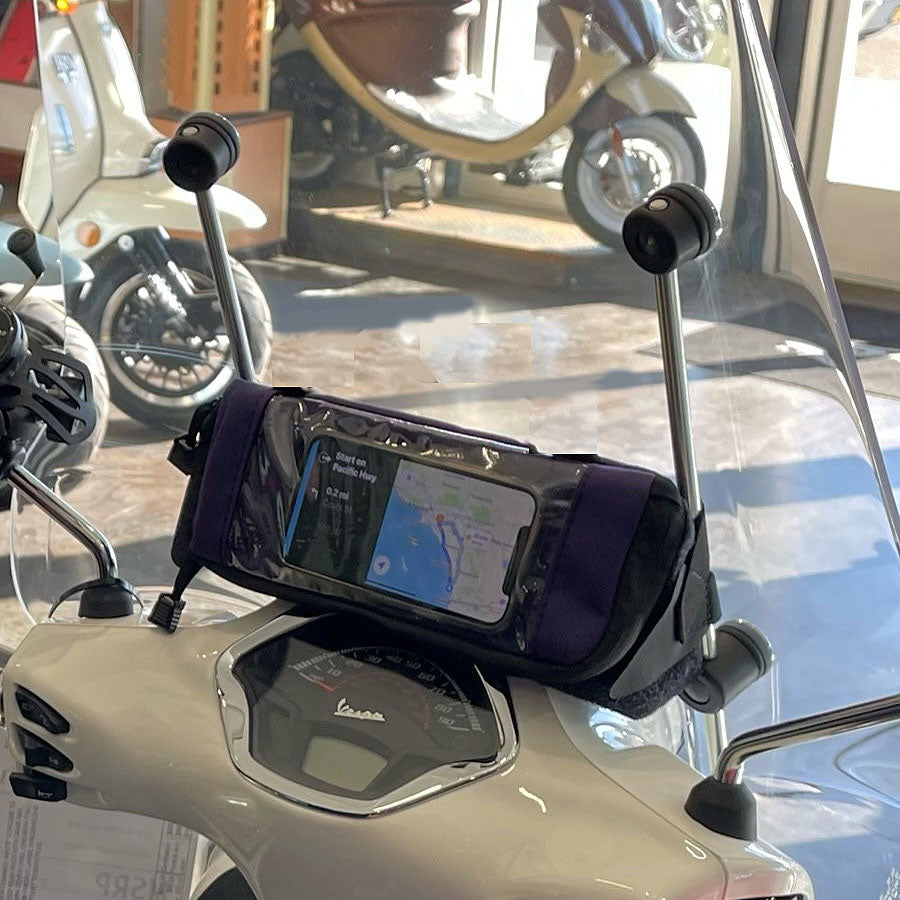 *PURPLE* WINDSHIELD STORAGE COMPARTMENT MOTO POCKET W/PHONE WINDOW (11.5" x 6") **CLOSEOUT**
