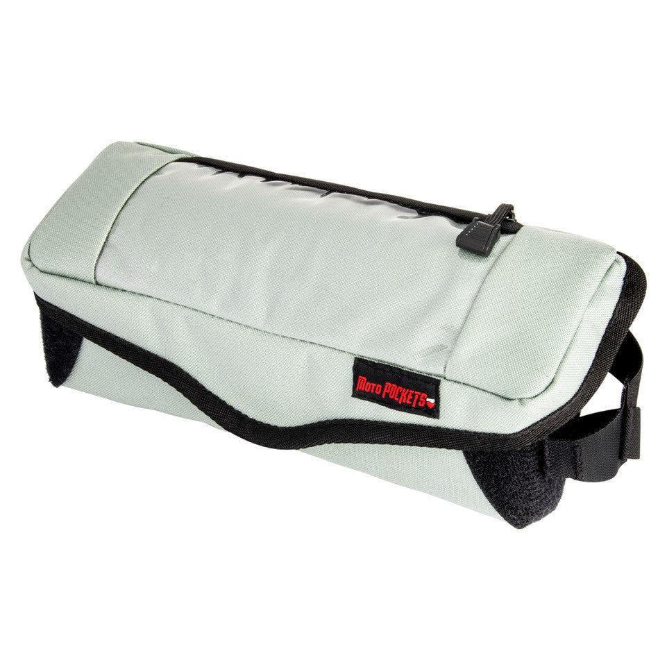 *SILVER/GRAY* WINDSHIELD STORAGE COMPARTMENT MOTO POCKET W/PHONE WINDOW (11.5" x 6") **CLOSEOUT**