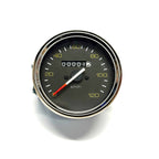 120KM/H SPEEDO P SERIES P125X P200E (BLACK FACE CHROME RIM NO PIAGGIO LOGO OR NEUTRAL LIGHT)