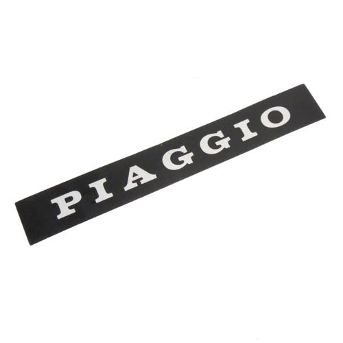 Piaggio Sticker Black W/Silver Writing For Back Of Seat PLATE