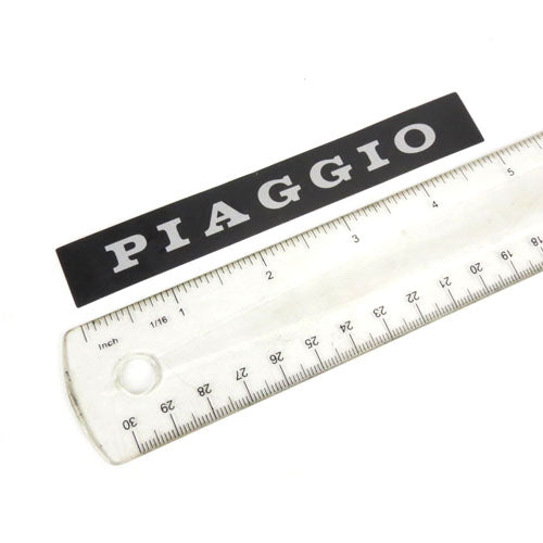 Piaggio Sticker Black W/Silver Writing For Back Of Seat PLATE