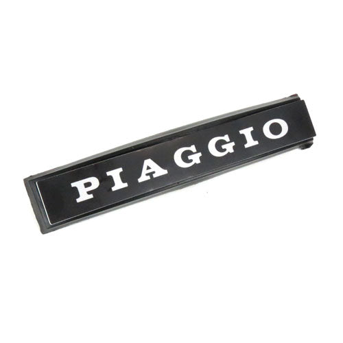 Piaggio Sticker Black W/Silver Writing For Back Of Seat PLATE
