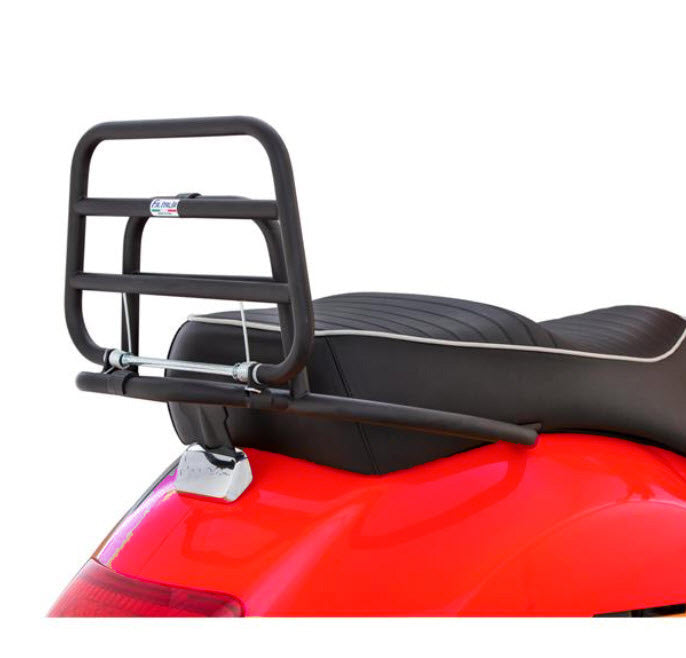 **BLACK** FA ITALIA REAR FOLDING RACK W/ GRAB RAIL VESPA GTS HPE HPE2 (623977)