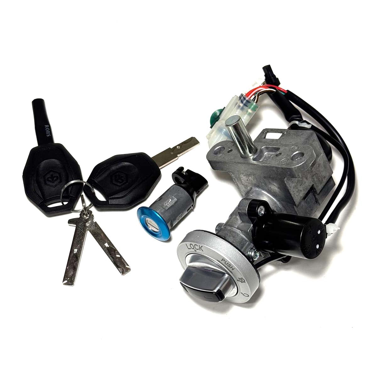 LOCK KEY SET IGNITION SWITCH AND SEAT LOCK WITH 4 KEYS (NO FOBS) PIAGGIO 1