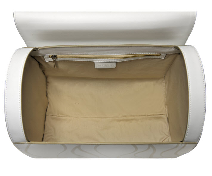 VESPA WHITE LEATHER TOP CASE BAG MADE IN ITALY - JUSTIN BIEBER