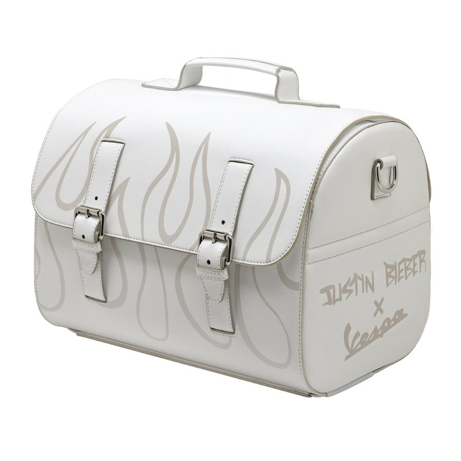 VESPA WHITE LEATHER TOP CASE BAG MADE IN ITALY - JUSTIN BIEBER