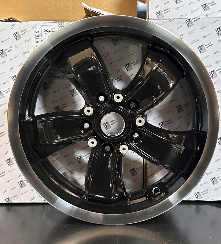 REAR WHEEL *BLACK W/SILVER EDGE* VESPA GTS HPE 2020-2022