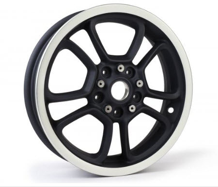 GRAPHITE BLACK WITH SPUN ALUMINUM EDGE REAR WHEEL VESPA GTS 300 HPE2 SUPER & SUPERTECH 2023 (3.00x12")