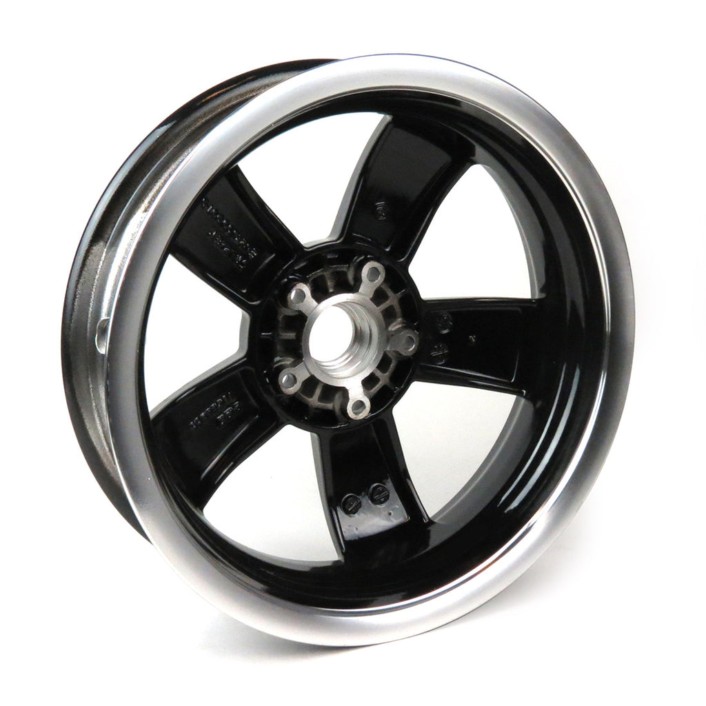 RIM (WHEEL) FRONT GTS SUPER 2014-2022 ABS 3.00x12" GLOSS BLACK W/SPUN SILVER EDGE