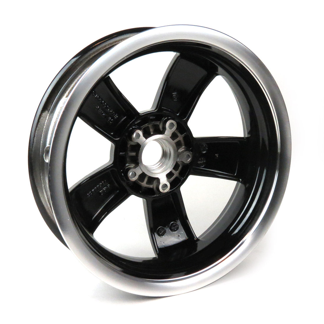 RIM (WHEEL) FRONT GTS SUPER 2014-2022 ABS 3.00x12" GLOSS BLACK W/SPUN SILVER EDGE