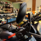 BAR END MIRRORS BLACK PAIR VESPA PRIMAVERA GTV310 OFFICINA 8 (FITS MOST MODERN VESPA MODELS)