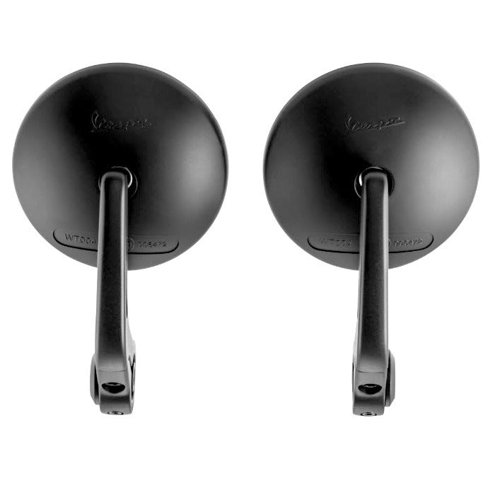 BAR END MIRRORS BLACK PAIR VESPA PRIMAVERA GTV310 OFFICINA 8 (FITS MOST MODERN VESPA MODELS)