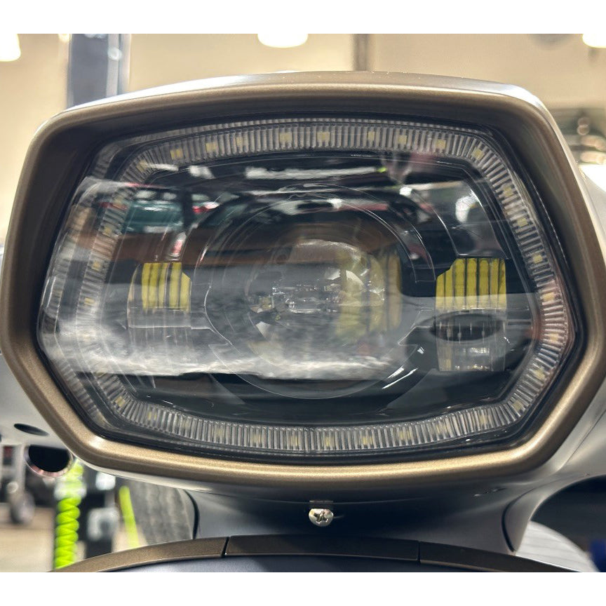 BLACK LED HEADLIGHT W/HALO RING VESPA SPRINT 3V 150 2014-2019