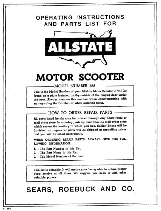 PARTS BOOK ALLSTATE 788.94491 1956