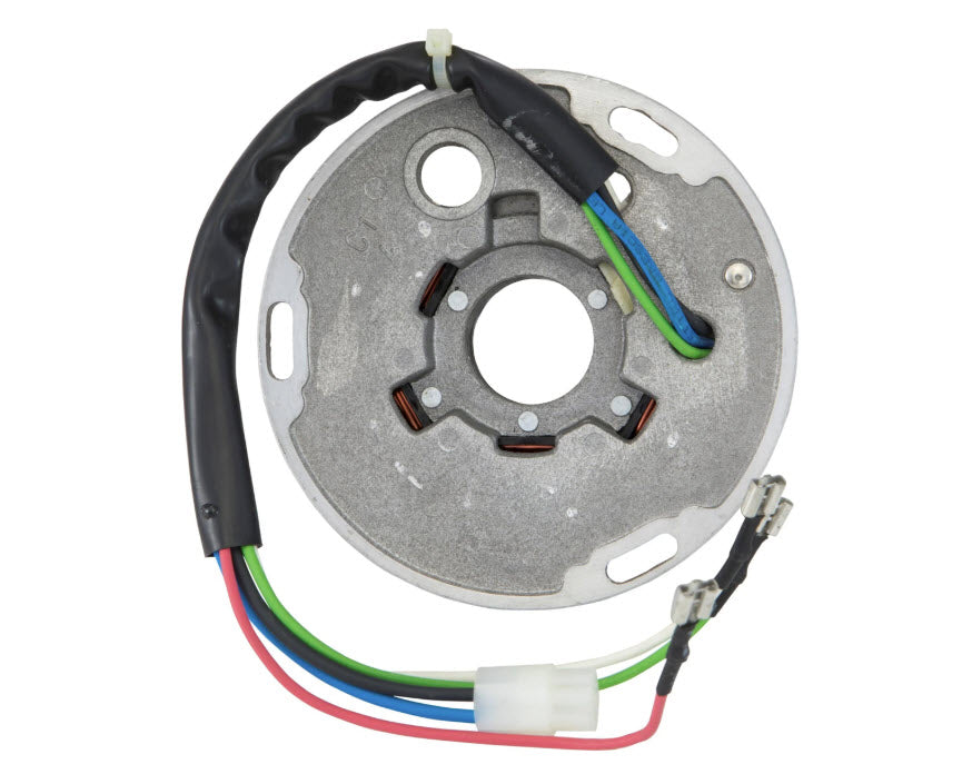 ELECTRONIC IGNITION STATOR PLATE PX PXE 125/150/200 (SINGLE BLUE 5 WIRE, COMES WITH EXTRA CONNECTORS, BUT NOT ATTACHED) (233871 217866 497652)