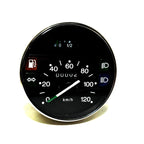 SPEEDOMETER LARGE (100MM) WITH FUEL GAUGE CHROME BEZEL 120KM VESPA PX 1984-1997