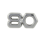 SILVER 80TH BADGE EMBLEM LEG SHIELD FOR 80TH EDITION VESPA GTS310 AND PRIMAVERA