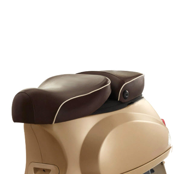 BROWN LXV TWIN SADDLE SEAT W/LATCH PLATE VESPA LX50 LX150 2006-2016