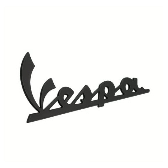 'VESPA' MATTE BLACK STICKER COWL SIDE BADGE (EMBLEM) 6 INCHES LONG GTV