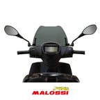 MALOSSI SPORT STYLE SMOKE FLYSCREEN WINDSHIELD PIAGGIO LIBERTY ABS 2025- W/LED HEADLIGHT (9" H x 16" W)