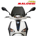 MALOSSI SPORT STYLE SMOKE FLYSCREEN WINDSHIELD PIAGGIO LIBERTY ABS 2025- W/LED HEADLIGHT (9" H x 16" W)
