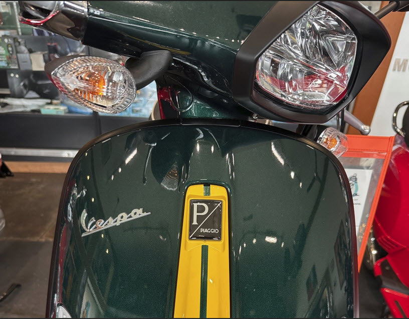 **BLACK OUT** CUSTOM PIAGGIO SHIELD RECTANGULAR BADGE/EMBLEM STEERING/HORN COVER; ALL MODERN APPLICATIONS