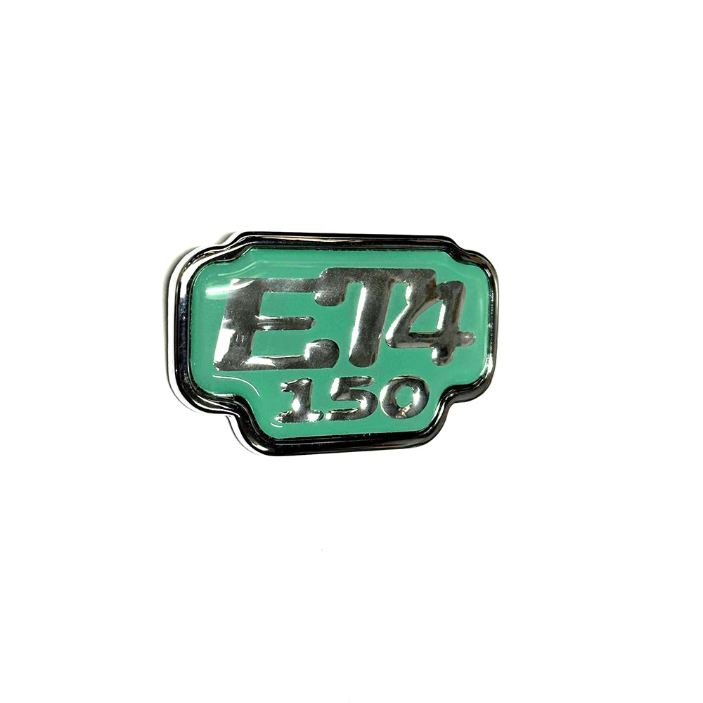 "ET4 150" BADGE (EMBLEM) FOR GLOVE BOX DOOR ORIGINAL NOS VESPA ET4 (577124) (577124)