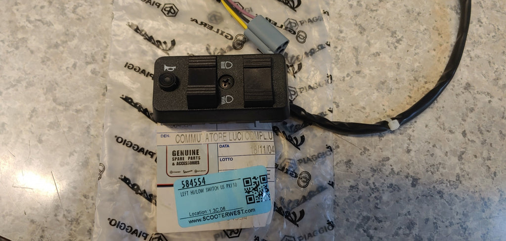 LEFT SIDE HI/LOW & HORN SWITCH US 2005 VESPA PX150