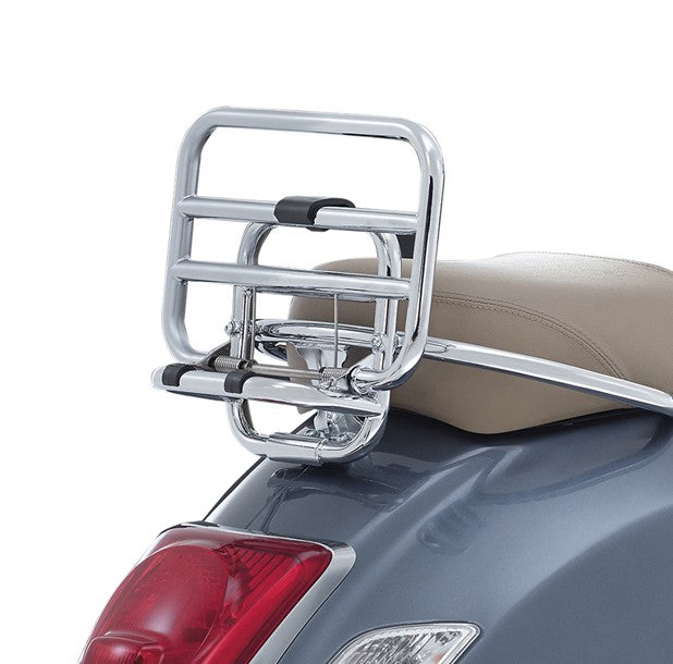 PIAGGIO REAR FOLDING RACK W/ GRAB RAIL GTS GTV HPE HPE2 (623977 606525M 1B002106)