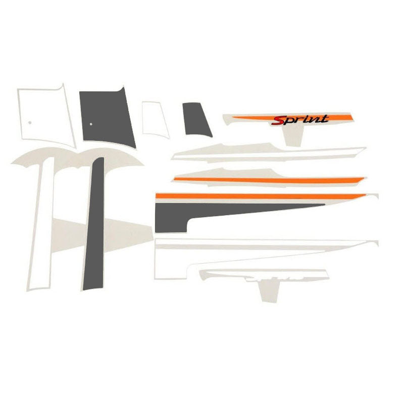 VESPA GRAPHICS RACING STRIP KIT SPORT SPRINT GREY/ORANGE FITS PRIMAVERA OR SPRINT MODELS
