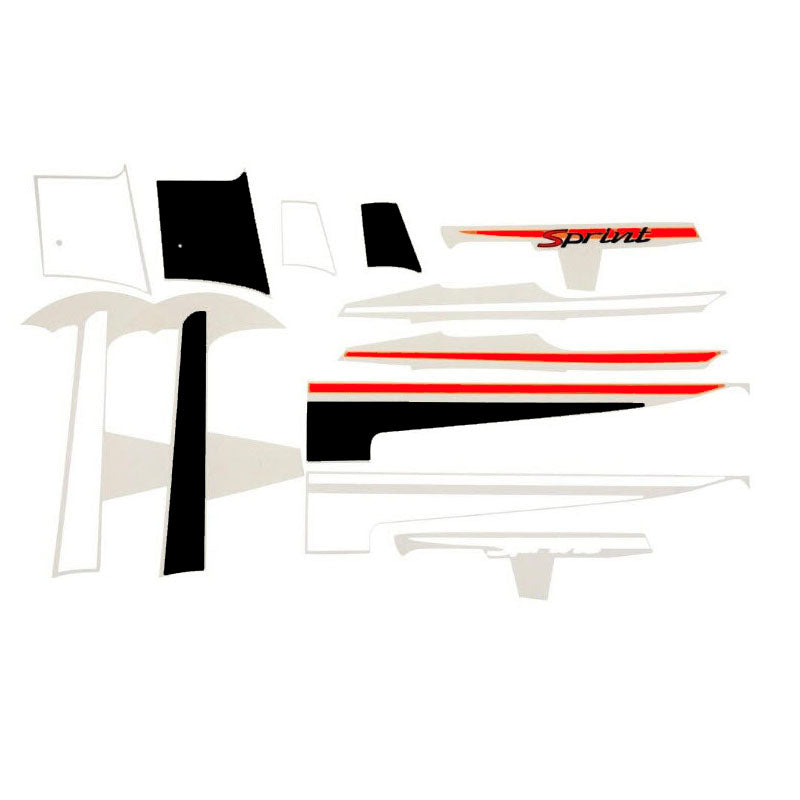 GRAPHICS KIT SPORT SPRINT RACING STRIPS BLACK/RED SPRINT AND PRIMAVERA MODELS **CLOSEOUT**
