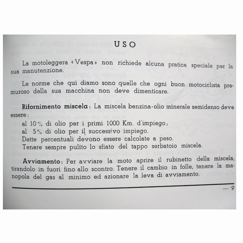1948 Vespa 125 Owners Manual
