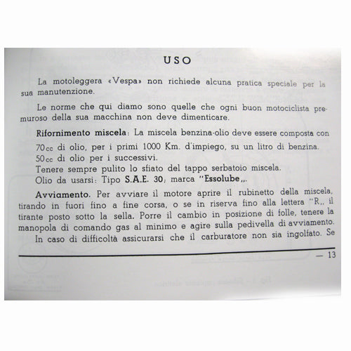 1949 Vespa 125 Owners Manual